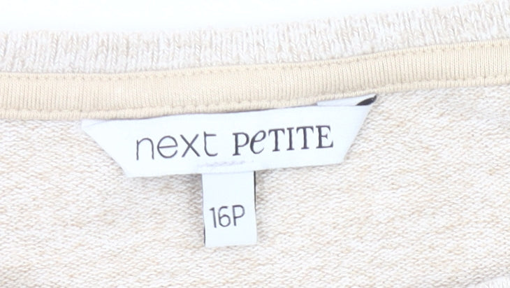 Next Petite Women's Beige Pullover Jumper Size 16P Beaded Knit