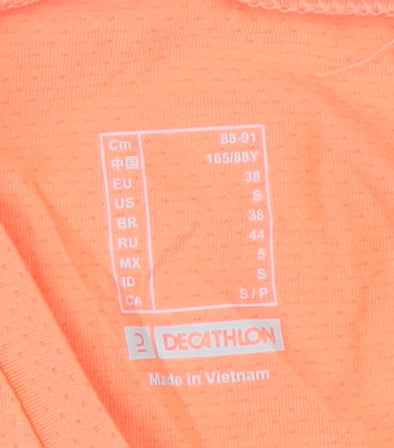 Decathlon Womens Orange V-Neck Activewear T-Shirt Size 10