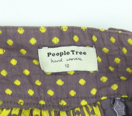 People Tree Women’s Brown Polka Dot Cotton A-Line Skirt Size 10