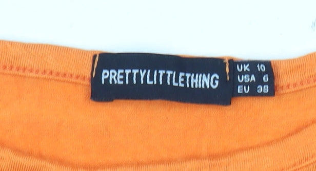 PRETTYLITTLETHING Women’s Orange Size 10 Basic Short Sleeve T-Shirt