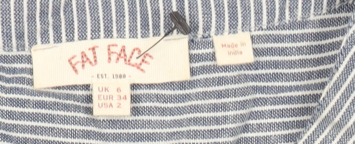 FatFace Womens Blue Striped Button-Up Tunic Shirt UK 6