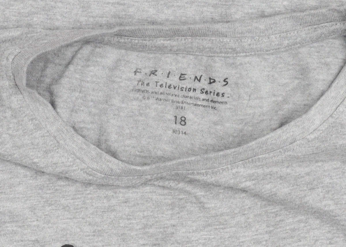 Friends Women’s Grey Nightshirt T-Shirt Size 18 Graphic Print