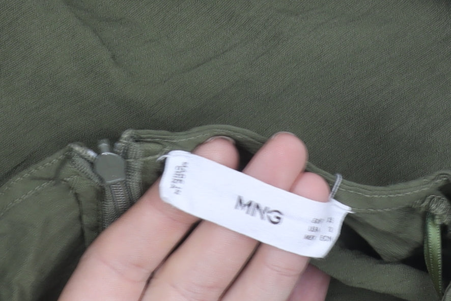 Mango Women’s Green Wrap Blouse Size 10 Long Sleeve Viscose