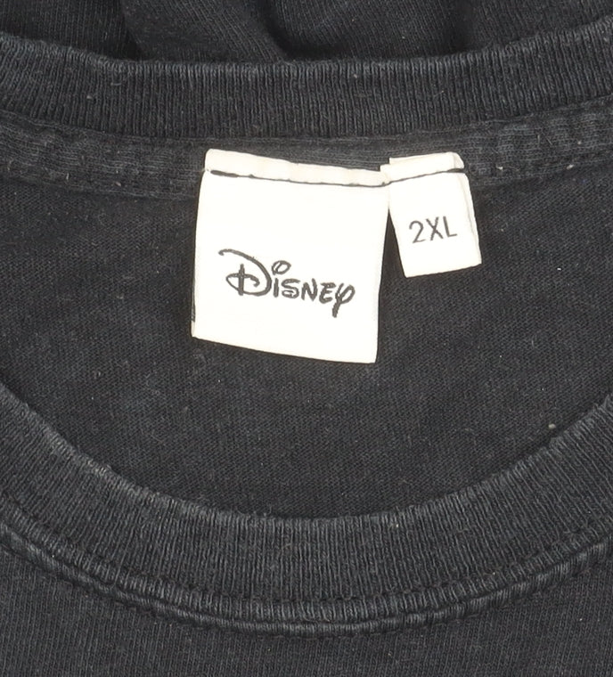Disney Men’s Black 2XL Glow in Dark Logo Graphic T-Shirt