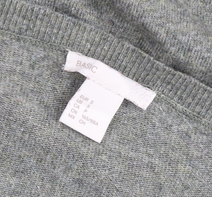 H&M Women’s Grey V-Neck Pullover Jumper Size 8 Regular Fit