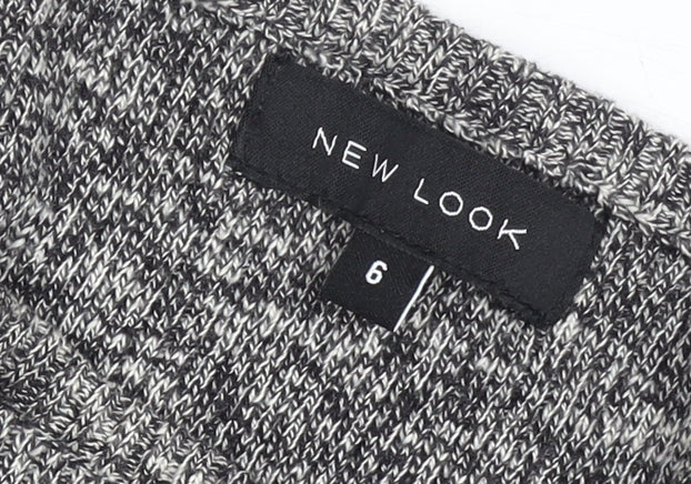 New Look Women’s Grey Cotton Tunic Jumper Size 6 Scoop Neck