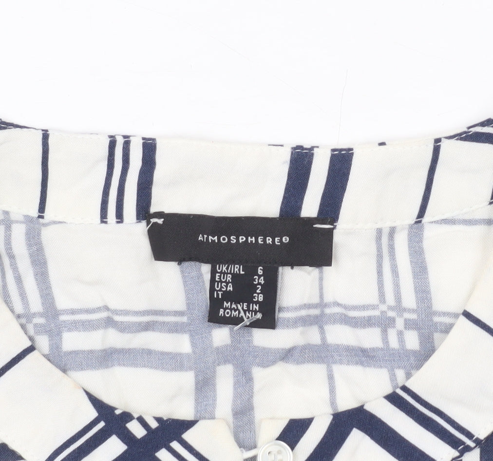 Additional view of Atmosphere Women’s White Check Blouse UK 6 Long Sleeve Viscose