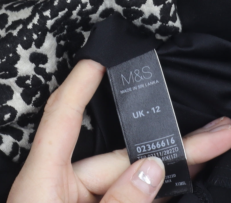 Marks & Spencer Womens Black White Animal Print Sheath Dress UK 12