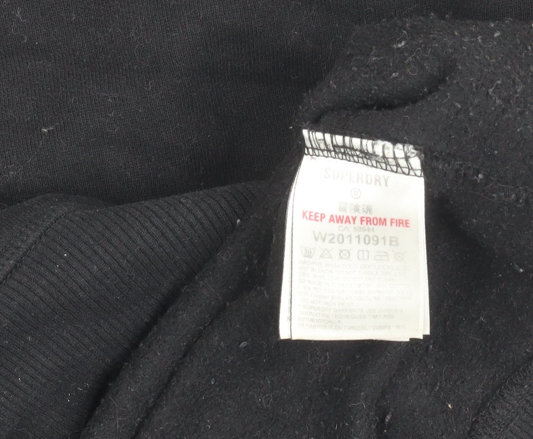 Superdry Womens Black Crew Neck Sweatshirt Size 8 Pullover