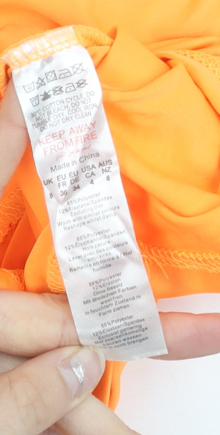 PRETTYLITTLETHING Women’s Orange Size 8 Ruched Bodycon Mini Skirt