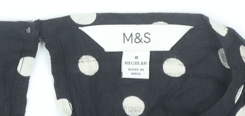 Marks & Spencer Women’s Black Polka Dot Blouse Size 8 Regular