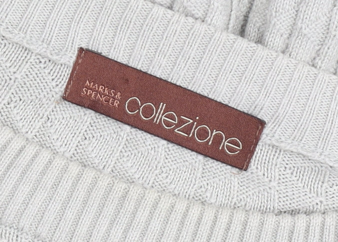 Marks & Spencer Men’s Grey 2XL Crew Neck Cable Knit Pullover Jumper