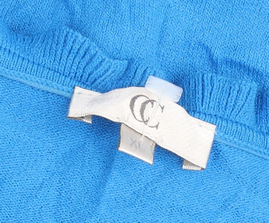 Country Casuals Women’s Blue Wrap Cardigan XL V-Neck Long Sleeve Ruffle Knit