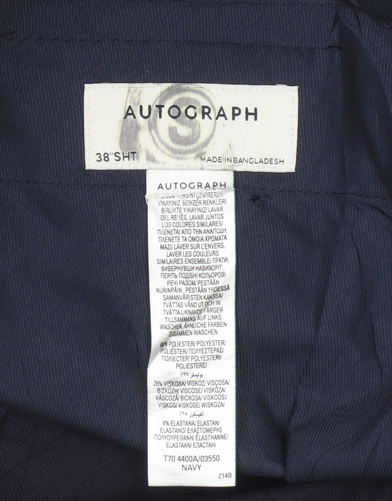 Marks and Spencer Autograph Men's Navy 38S Dress Trousers Regular Fit