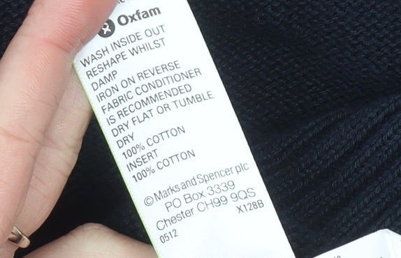 Marks & Spencer Womens Black Cotton V-Neck Jumper Size 12
