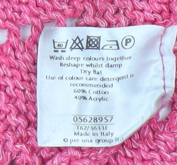 Marks and Spencer Women Pink Cardigan S V-Neck 3/4 Sleeve Cotton Blend
