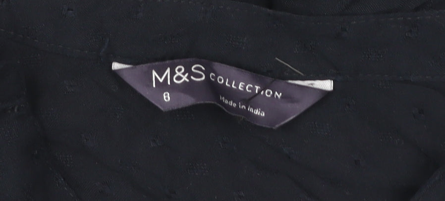 Marks & Spencer Womens Black Viscose Blouse Size 8 Tunic Style