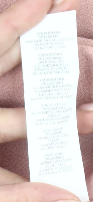 Boohoo Women’s Pink Wrap Dress Size 12 V-Neck Knee Length