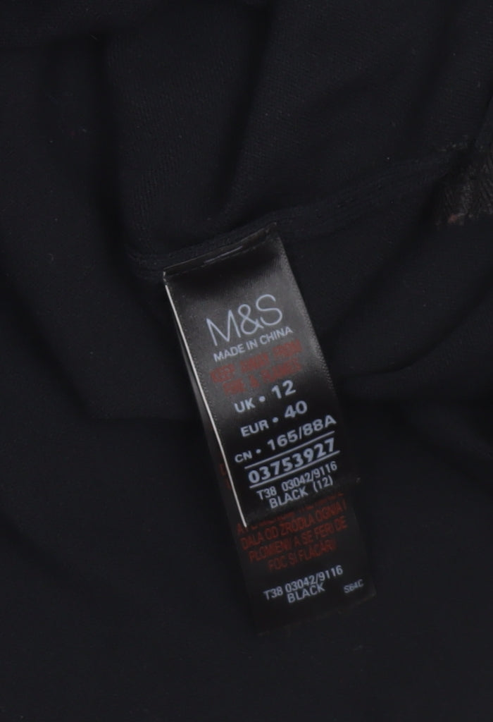 Marks & Spencer Womens Black Size 12 Pullover Jumper with Zip Detail