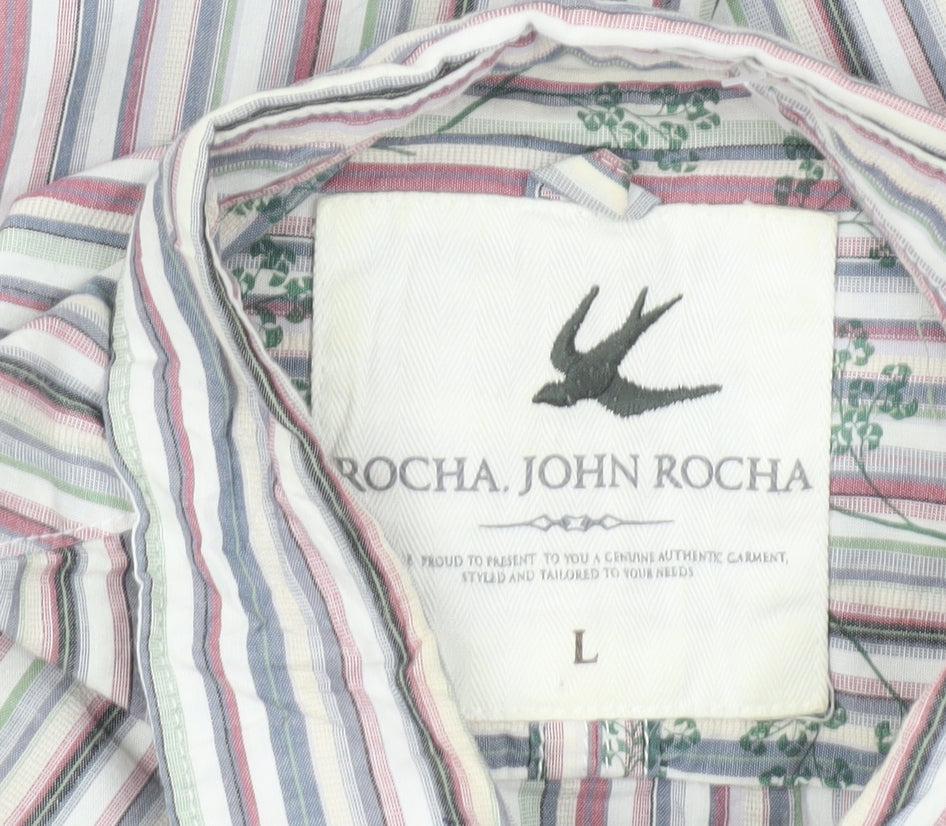 Rocha John Rocha Men's Multicoloured Striped Cotton Shirt L