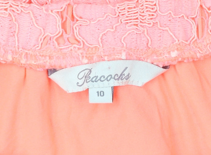 Peacocks Womens Pink Lace Floral Blouse Size 10 Summer Top