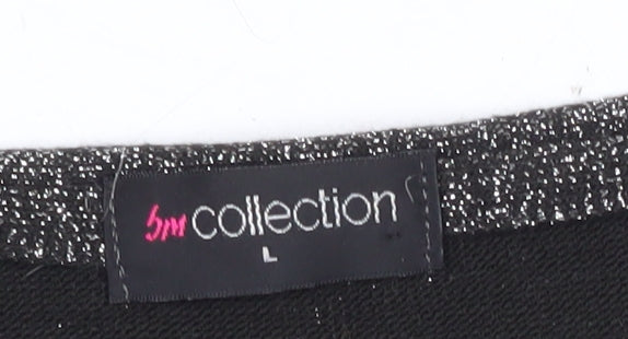 Bonmarché Womens Black Glitter Cardigan L 3/4 Sleeve V-Neck