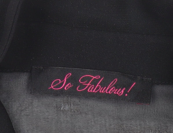 So Fabulous Women Black Sequin Long Sleeve Blouse UK 16 High Neck