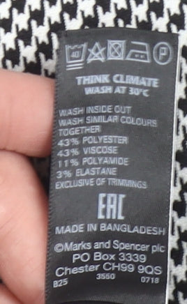 Marks & Spencer Womens Black Check Pencil Skirt Size 18 Long