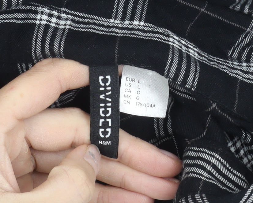 H&M Divided Womens Black Check Cropped Button-Up Shirt Size L