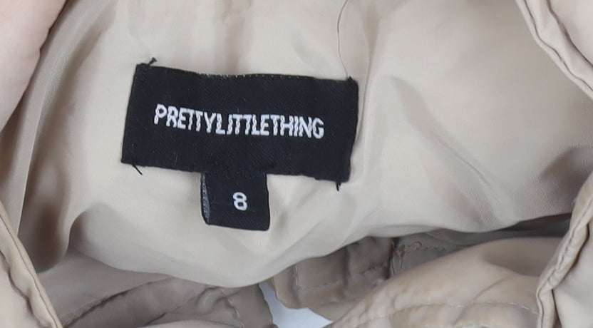 PRETTYLITTLETHING Women’s Beige Puffer Waistcoat Size 8