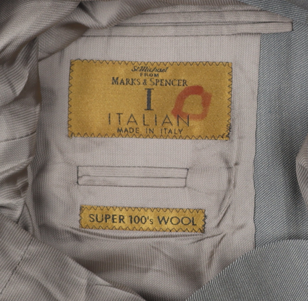 Marks & Spencer Men’s Grey Wool Suit Jacket Blazer 38 Chest