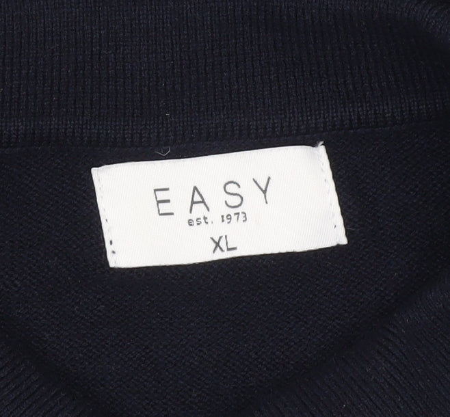 Additional view of Easy Men's XL Blue Collared Henley Jumper Long Sleeve Knit