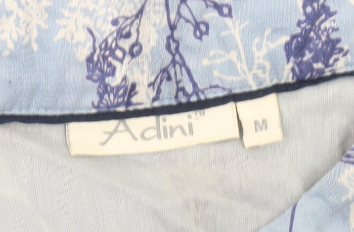 Adini Women’s Blue Floral Cotton Shift Dress Size M Knee Length