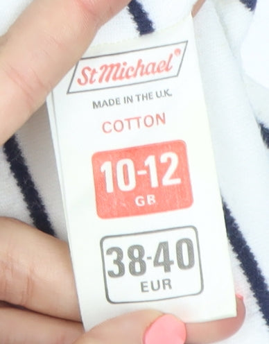 Marks and Spencer Women’s White Striped Tank Top Size 10-12 Cotton