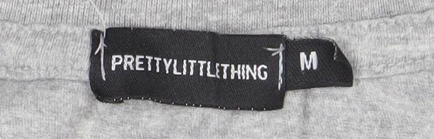PRETTYLITTLETHING Womens Grey T-Shirt M Short Sleeve Crew Neck Basic