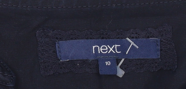 Next Womens Blue Button-Up Shirt Size 10 Long Sleeve Lyocell