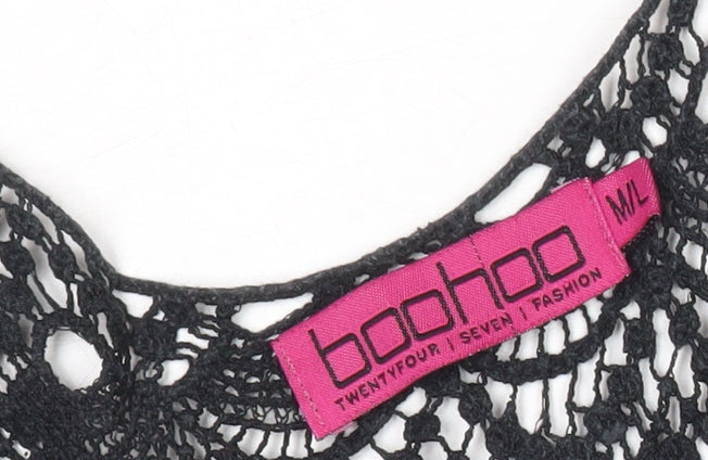 Boohoo Women’s Black Maxi Dress M/L Halter Lace Cocktail Evening