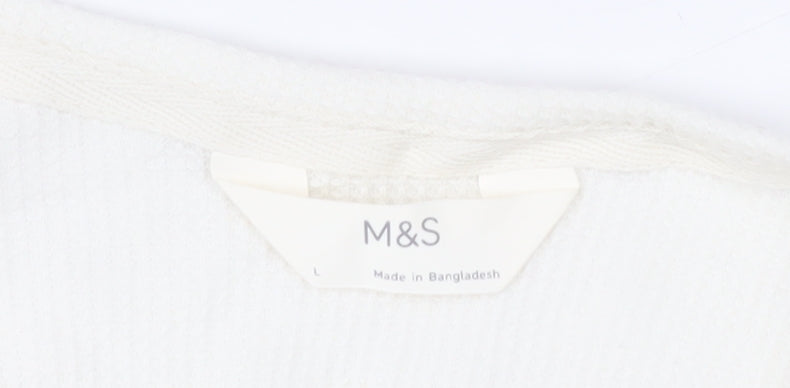 Marks & Spencer Womens Ivory Henley T-Shirt Size L Short Sleeve