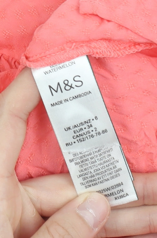 Marks & Spencer Women Pink Viscose Long Sleeve Tunic Blouse Size 6