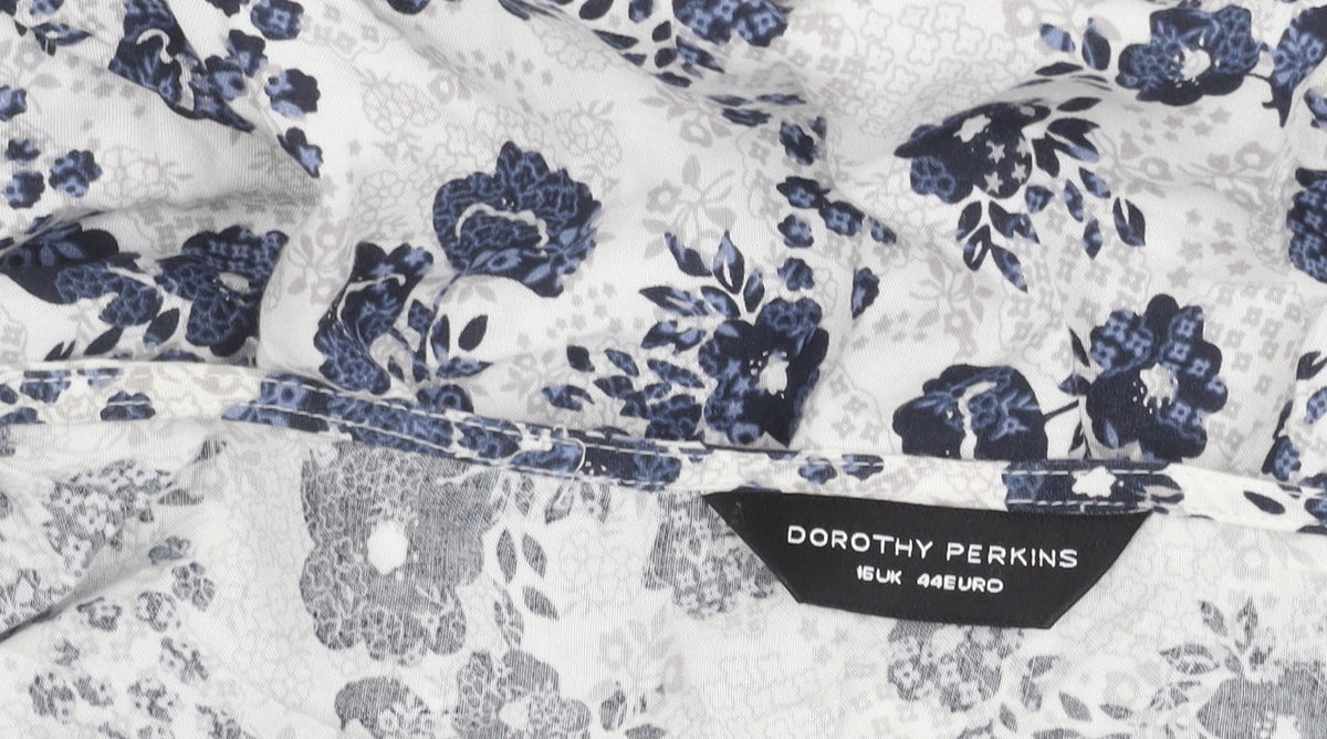 Dorothy Perkins Women’s Blue Floral Strapless Camisole Blouse UK 16