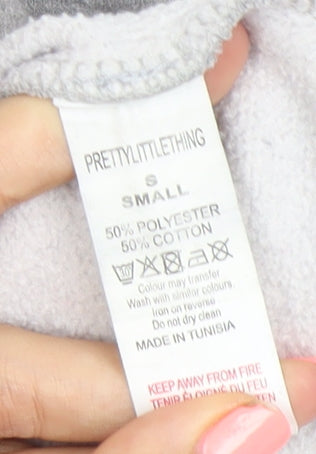 PRETTYLITTLETHING Womens Grey Small Pullover Sweatshirt Tennis Logo