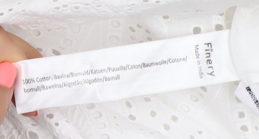 Finery Women’s White Lace Embroidered Midi A-Line Skirt Size M