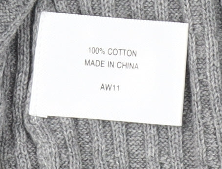 Country Casuals Womens Grey Cotton Knit Pullover Jumper Size L Scoop Neck