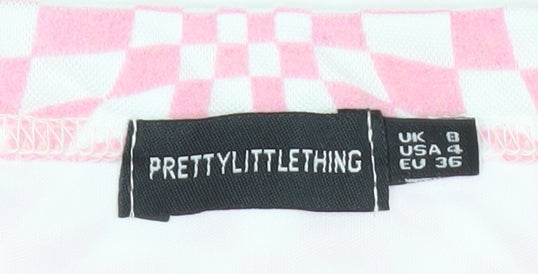 PRETTYLITTLETHING Women’s Pink Geometric Mini Skirt Size 8