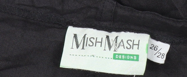 Mish Mash Women’s Black Wide-Leg Linen Blend Trousers Size 26