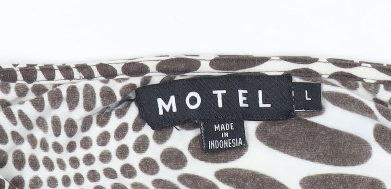 Motel Rocks Womens Brown Geometric Cropped Button-Up Top Size L