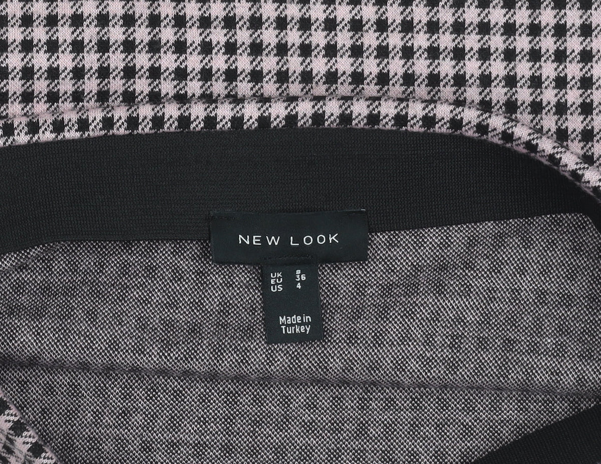 New Look Womens Pink Black Check Mini Pencil Skirt Size 8