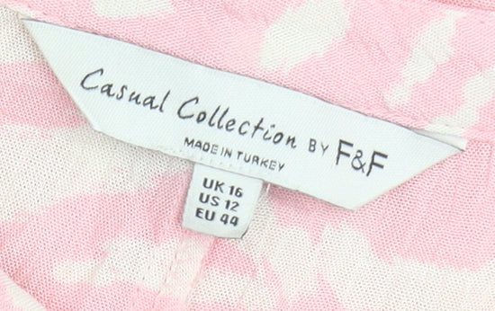 F&F Women’s Pink Animal Print Viscose Tunic Blouse UK 16