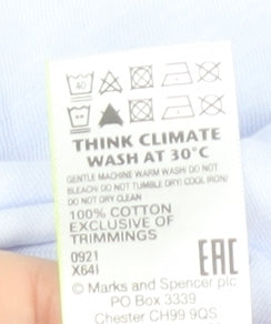 Marks & Spencer Womens Pale Blue T-Shirt Size 10 Cotton Embroidered