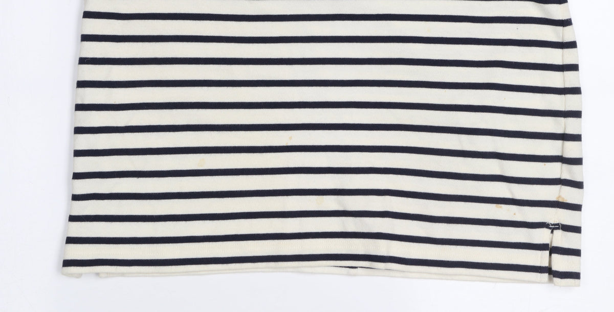 Gap Women’s White Black Striped Shift Dress M Cotton 3/4 Sleeve